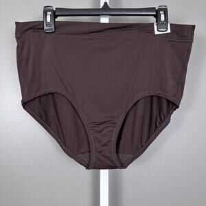 Cacique Comfort Bliss Full Brief Panty Panties Plus Size 26/28 Silky Brown Nylon